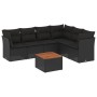 Set Divani da Giardino con Cuscini 7pz Nero Polyrattan