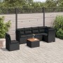 Set Divani da Giardino con Cuscini 7pz Nero Polyrattan