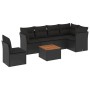 Set Divani da Giardino con Cuscini 7pz Nero Polyrattan