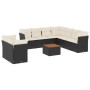 Set Divani da Giardino 10pz con Cuscini in Polyrattan Nero