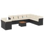 Set Divani da Giardino 11 pz con Cuscini in Polyrattan Nero