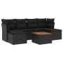 Set Divani da Giardino con Cuscini 7pz Nero Polyrattan