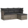 Set Divani da Giardino 4 pz con Cuscini in Polyrattan Grigio