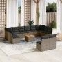 Set Divani da Giardino 13 pz con Cuscini Grigio in Polyrattan