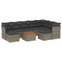 Set Divano da Giardino 10 pz con Cuscini Grigio in Polyrattan