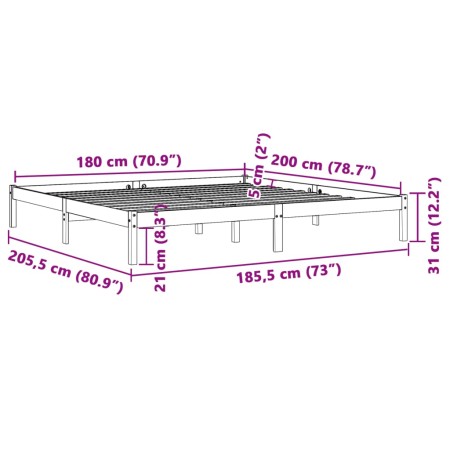 Giroletto Marrone Cera 180x200 cm in Legno Massello di Pino