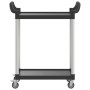 Carrello a 2 Ripiani Nero 81x41x92 cm in Alluminio