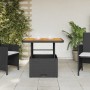 Tavolo da Giardino Nero 80x80x71cm in Polyrattan e Legno Acacia