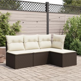 Sgabello Giardino con Cuscino Marrone 55x55x37 cm in Polyrattan