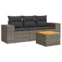 Set Divani da Giardino 4 pz con Cuscini in Polyrattan Grigio