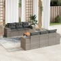 Set Divani da Giardino 7 pz con Cuscini Grigio in Polyrattan