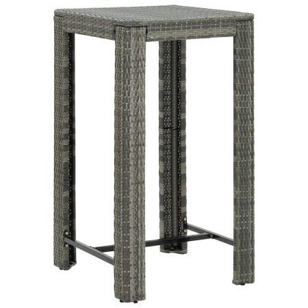 Set Bar Giardino 3pz Grigio Polyrattan e Legno Massello Acacia