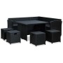 Set Divani da Giardino 6 pz con Cuscini in Polyrattan Nero