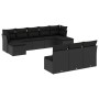 Set Divani da Giardino 10pz con Cuscini in Polyrattan Nero