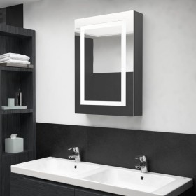 Armadietto Bagno con Specchio e LED Grigio Lucido 50x13x70 cm