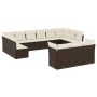 Set Divani da Giardino 13 pz con Cuscini Marrone in Polyrattan