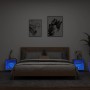 Comodini con Luci LED a Parete 2pz Grigio Cemento