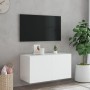 Mobile TV a Parete con Luci LED Bianco 80x35x41 cm