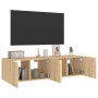 Mobili TV a Parete con Luci LED 2pz Rovere Sonoma 60x35x31 cm