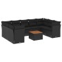 Set Divani da Giardino 10pz con Cuscini in Polyrattan Nero