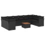 Set Divani da Giardino 11 pz con Cuscini in Polyrattan Nero