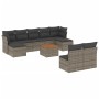 Set Divano da Giardino 10 pz con Cuscini Grigio in Polyrattan