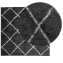 Tappeto Shaggy PAMPLONA a Pelo Lungo Nero e Crema 160x160 cm
