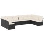 Set Divani da Giardino 10pz con Cuscini in Polyrattan Nero