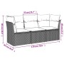 Set Divano da Giardino 3 pz con Cuscini Marrone in Polyrattan