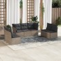 Set Divani da Giardino 7 pz con Cuscini Grigio in Polyrattan