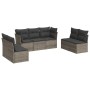 Set Divani da Giardino 7 pz con Cuscini Grigio in Polyrattan