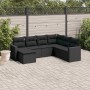 Set Divani da Giardino con Cuscini 7pz Nero Polyrattan