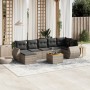 Set Divano da Giardino 8 pz con Cuscini Grigio in Polyrattan