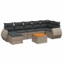 Set Divano da Giardino 8 pz con Cuscini Grigio in Polyrattan