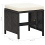 Sgabelli da Giardino 4 pz con Cuscini in Polyrattan Nero