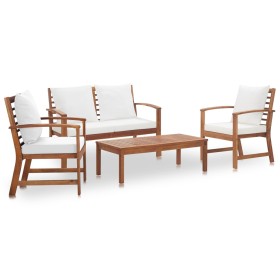 Set Salotto da Giardino 4pz con Cuscini Legno Massello Acacia