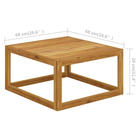 Poggiapiedi con Cuscino Bianco Crema in Legno Massello Acacia