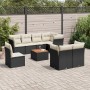 Set Divani da Giardino 9 pz con Cuscini Nero in Polyrattan