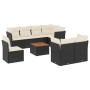 Set Divani da Giardino 9 pz con Cuscini Nero in Polyrattan