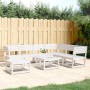 Set Salotto da Giardino 7 pz Bianco in Legno Massello di Pino