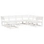 Set Salotto da Giardino 7 pz Bianco in Legno Massello di Pino