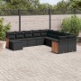 Set Divani da Giardino 11 pz con Cuscini in Polyrattan Nero