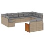 Set Divani da Giardino 12 pz con Cuscini Beige in Polyrattan