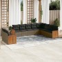 Set Divano da Giardino 10 pz con Cuscini Grigio in Polyrattan