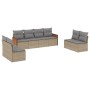 Set Divano da Giardino 8 pz con Cuscini Beige in Polyrattan