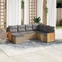 Set Divani da Giardino 7 pz con Cuscini Beige in Polyrattan