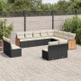 Set Divani da Giardino 12 pz con Cuscini Nero in Polyrattan