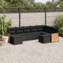 Set Divani da Giardino 9 pz con Cuscini Nero in Polyrattan