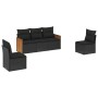 Set Divani da Giardino 5 pz con Cuscini in Polyrattan Nero