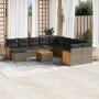 Set Divani da Giardino 12 pz con Cuscini Grigio in Polyrattan